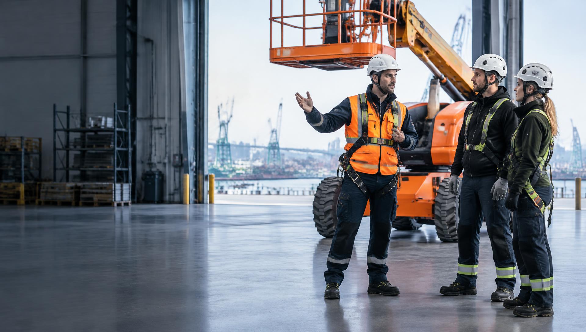 Instruktör genomför säkerhetsutbildning vid en lift i Göteborg